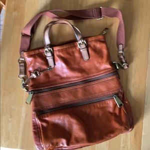 Burnt orange foldover messenger bag style purse